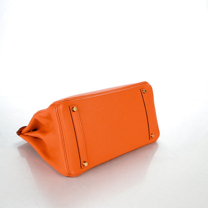 Hermes Taurillon Clemence Birkin 35 Orange 5 of 23