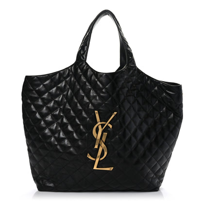 Saint Laurent Lambskin Quilted Maxi Icare Shopping Tote Black 3 of 10