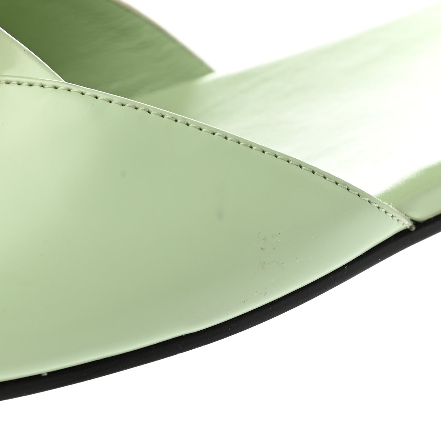 Spazzolato Logo Triangle Cut Out Flat Slide Sandals 38.5 Acqua