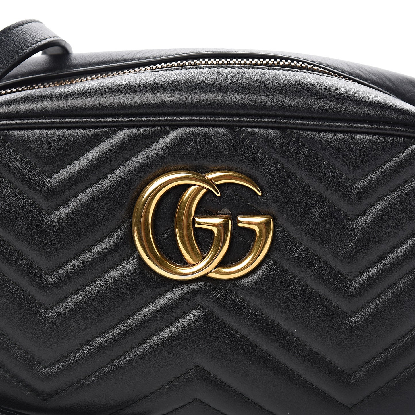 Calfskin Matelasse Small GG Marmont Chain Shoulder Bag Black