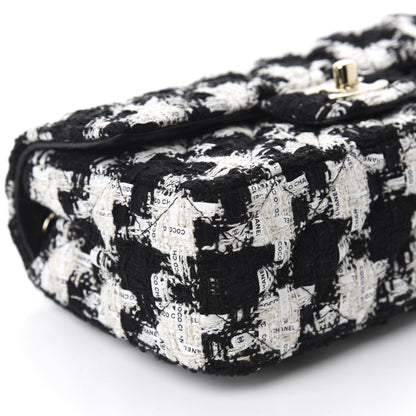 Chanel Tweed Quilted Mini Rectangular Flap Black Ecru White 6 of 10