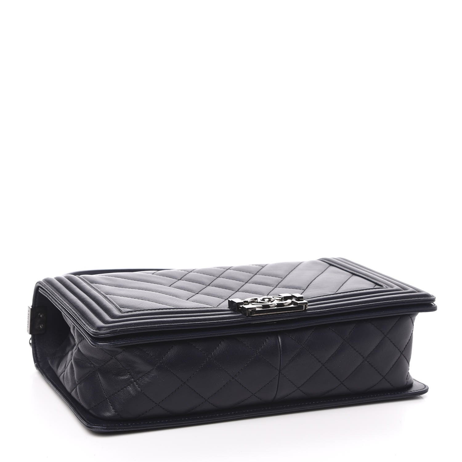 Chanel Calfskin Chevron Quilted New Medium Boy Flap Navy Blue 4 of 14