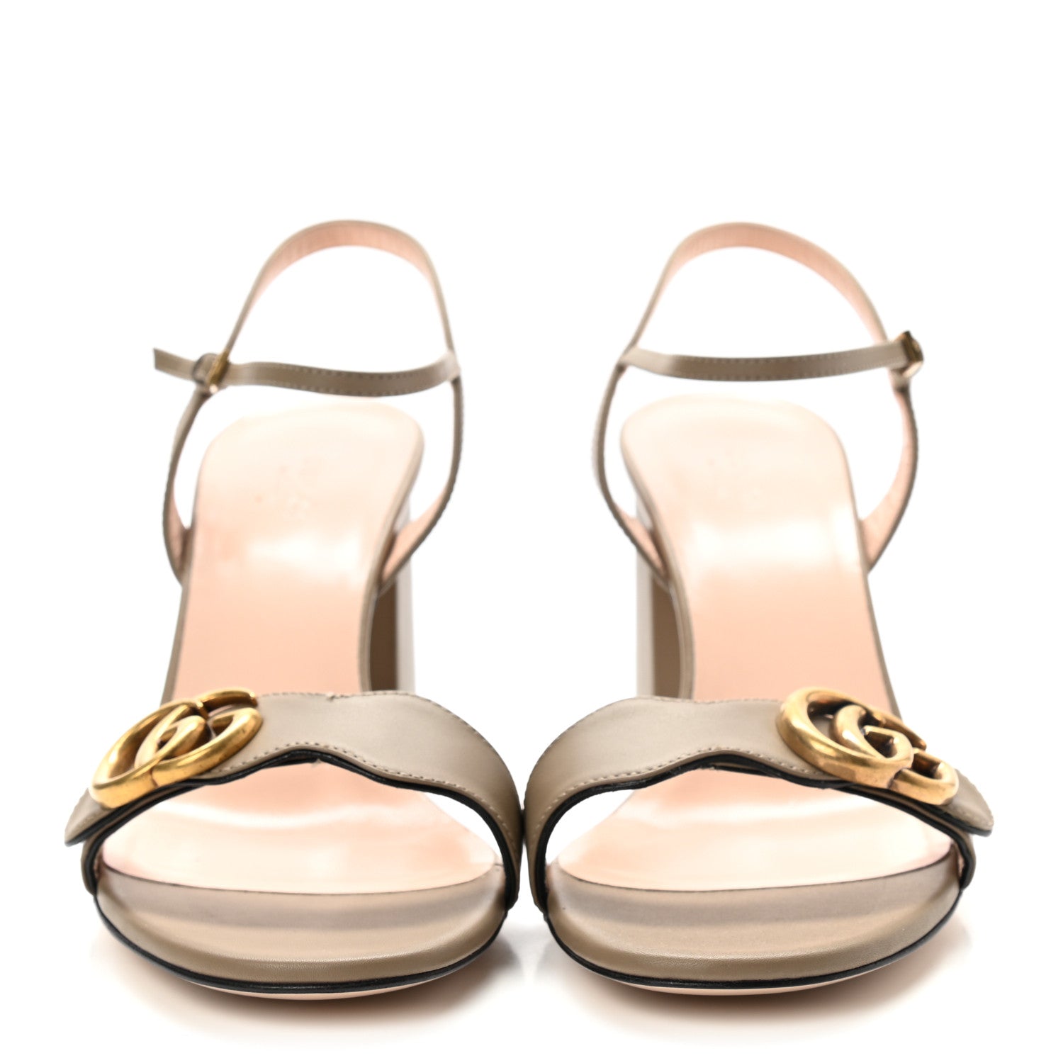 Gucci Lifford Calfskin GG Marmont Ankle Wrap 75mm Sandals 40 Mud 2 of 7