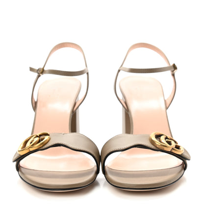Gucci Lifford Calfskin GG Marmont Ankle Wrap 75mm Sandals 40 Mud 2 of 7