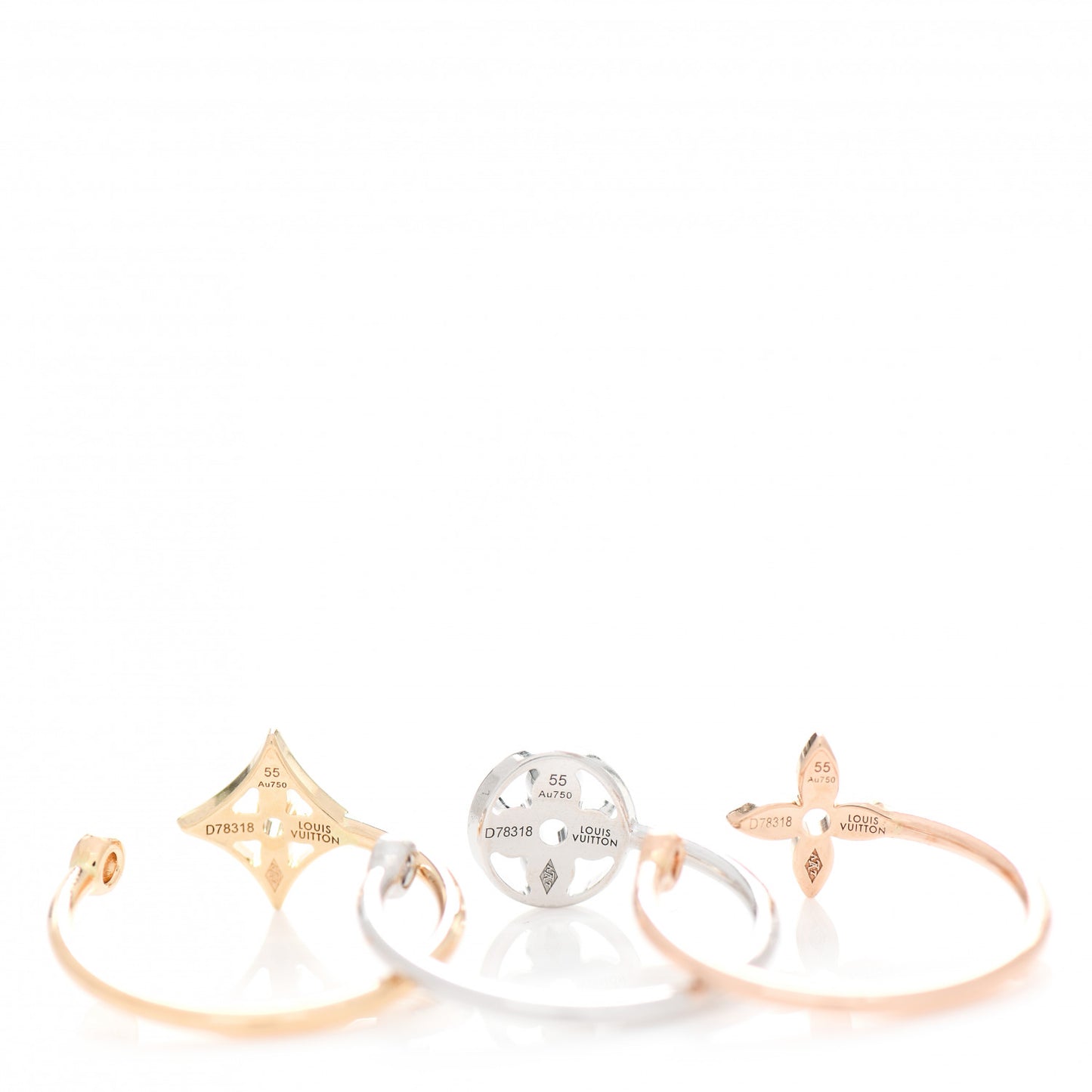 18K Yellow Pink White Gold Diamond Idylle Blossom Ring 3 Set 55 7.25