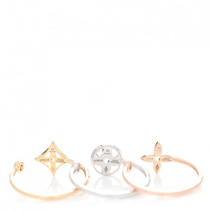 Louis Vuitton 18K Yellow Pink White Gold Diamond Idylle Blossom Ring 3 Set 55 7.25 4 of 5