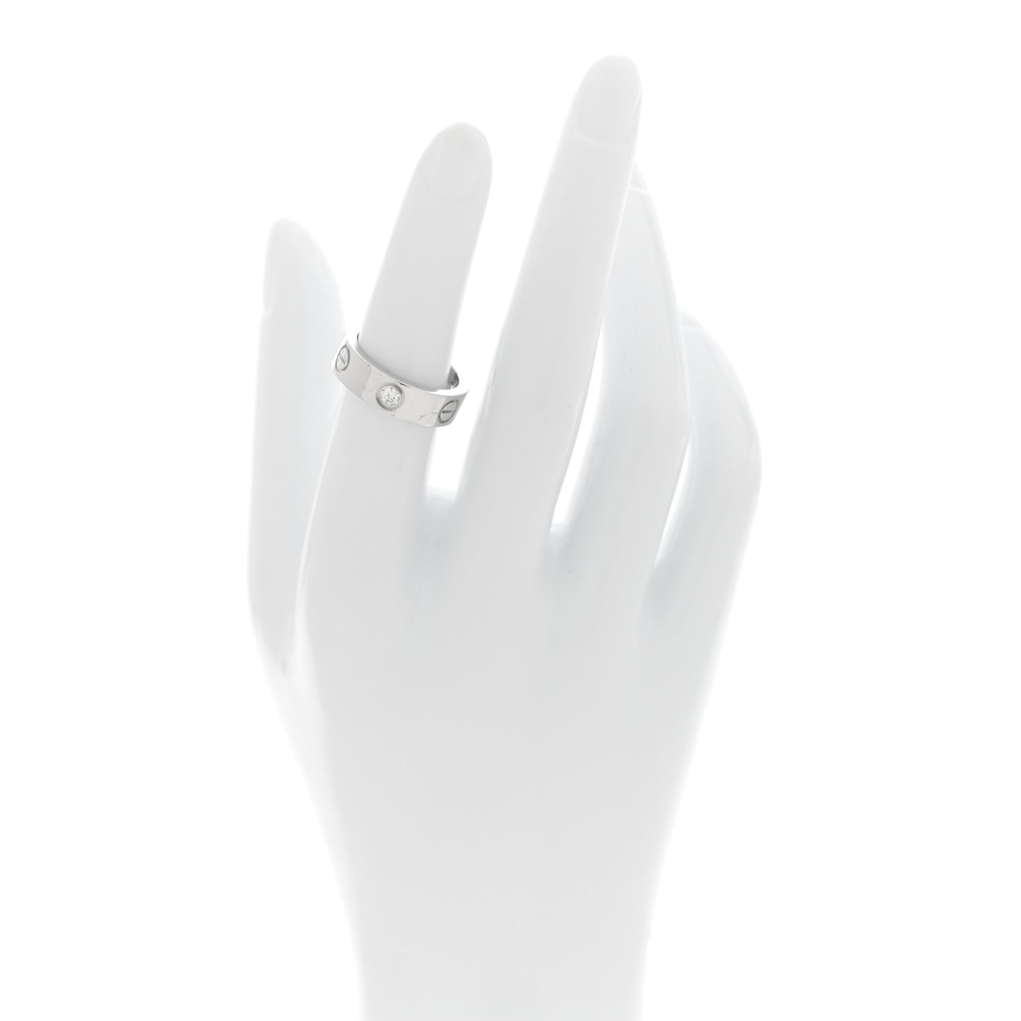 18K White Gold 3 Diamond 5.5mm LOVE Ring 51 5.75