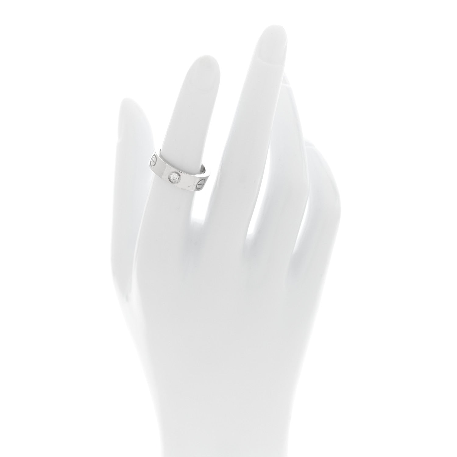 Cartier 18K White Gold 3 Diamond 5.5mm LOVE Ring 51 5.75 2 of 4