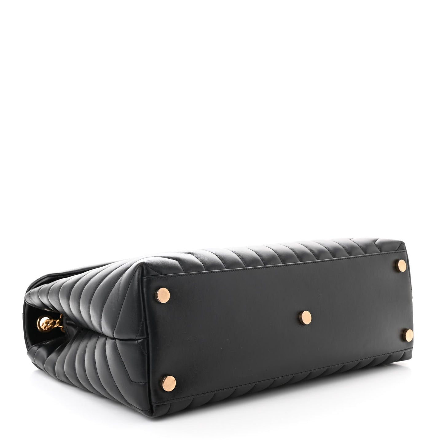 Calfskin Y Quilted Monogram Large Loulou Chain Satchel Black