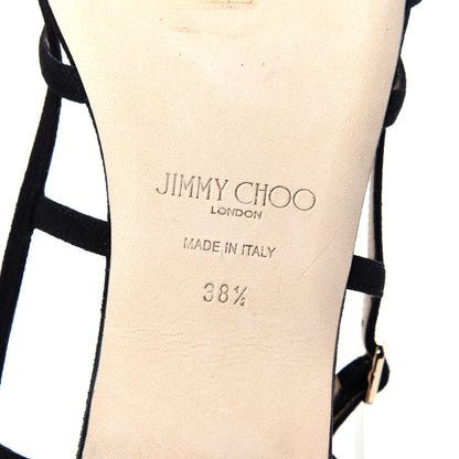Jimmy Choo Suede Arien Cage Slingback Sandals 38.5 Black 9 of 10