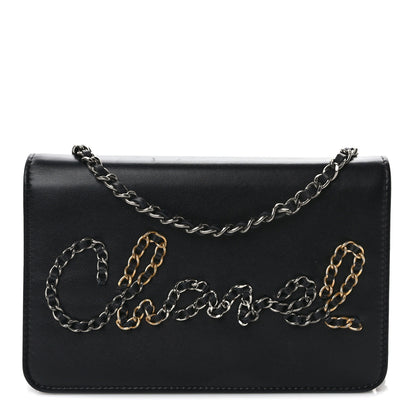 Chanel Calfskin Chain 20s Signe Wallet on Chain WOC Black 1 of 14