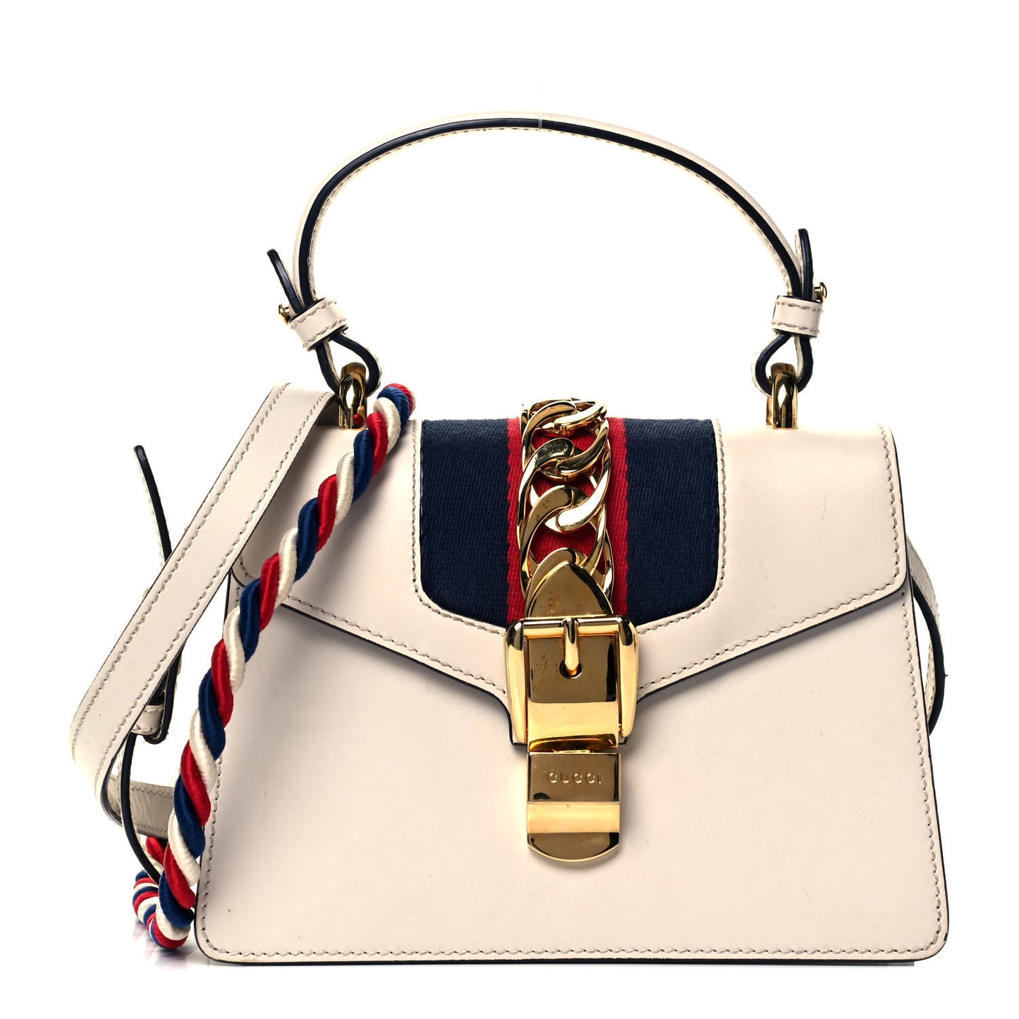 Calfskin Mini Sylvie Top Handle Bag White