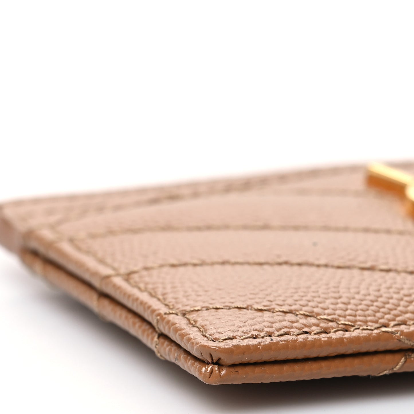 Grain De Poudre Matelasse Chevron Monogram Credit Card Case Natural Dark