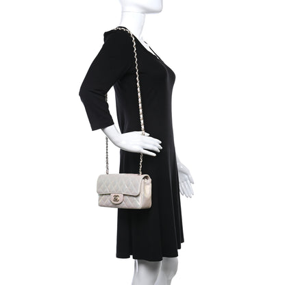 Chanel Iridescent Lambskin Quilted Mini Rectangular Flap Ivory 2 of 9