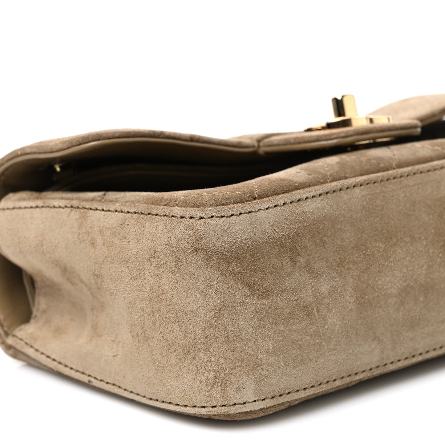Suede Calfskin Mini Souplissimo Flap  Dark Beige