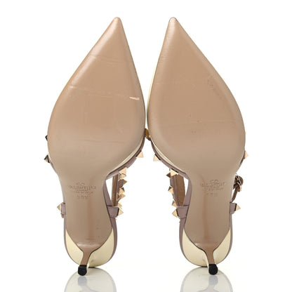 Valentino Garavani Patent Rockstud Ankle Strap Low Heel Pumps 36.5 Ivory Poudre 4 of 4