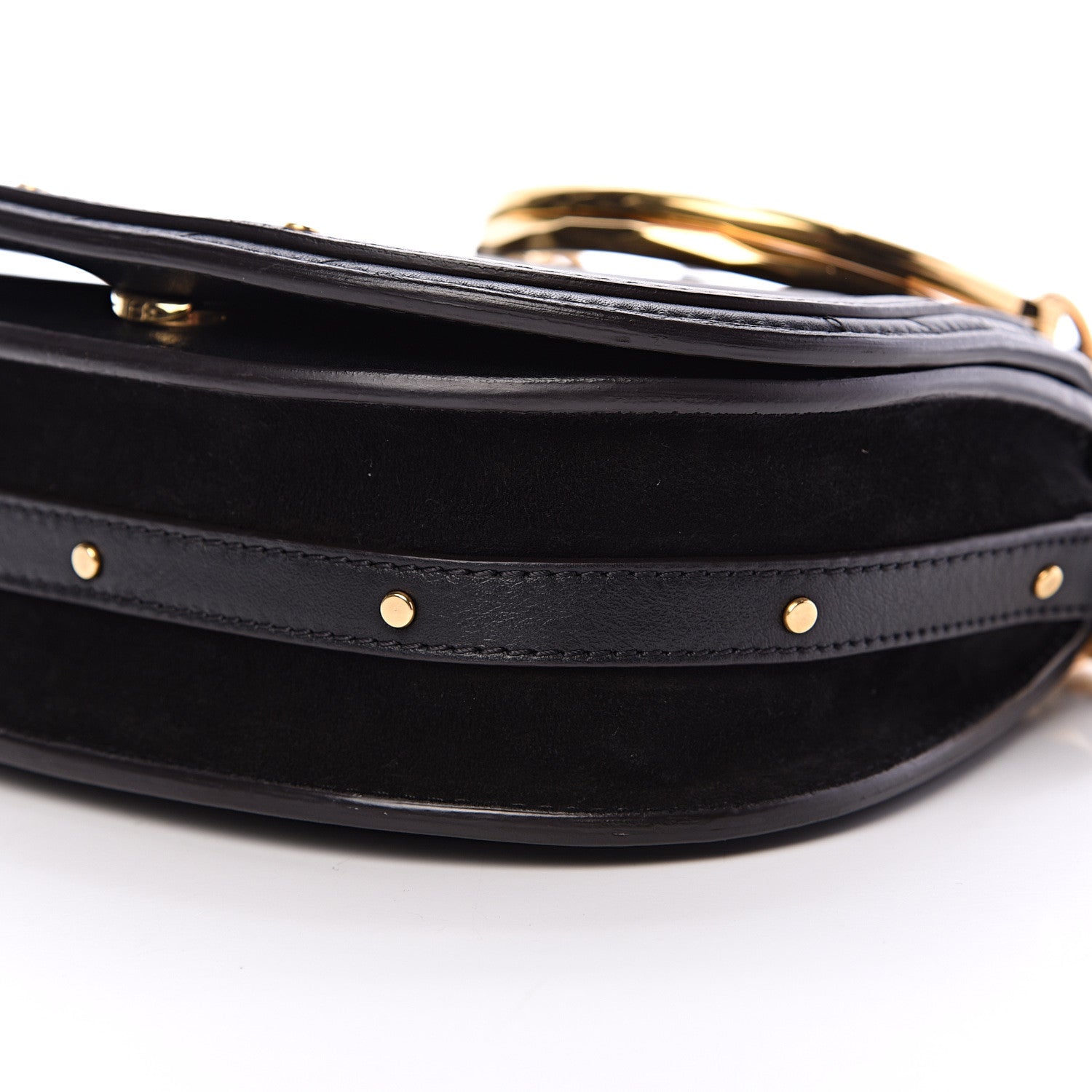 Chloe Calfskin Suede Quilted Small Nile Bracelet Bag Black 10 of 11