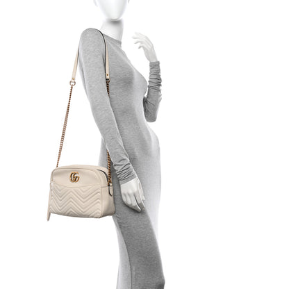 Gucci Calfskin Matelasse Medium GG Marmont Chain Shoulder Bag Mystic White 2 of 16
