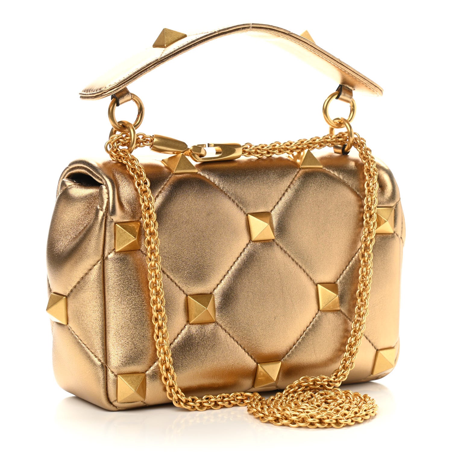 Valentino Garavani Nappa Medium Roman Stud Shoulder Bag Antique Brass 3 of 10