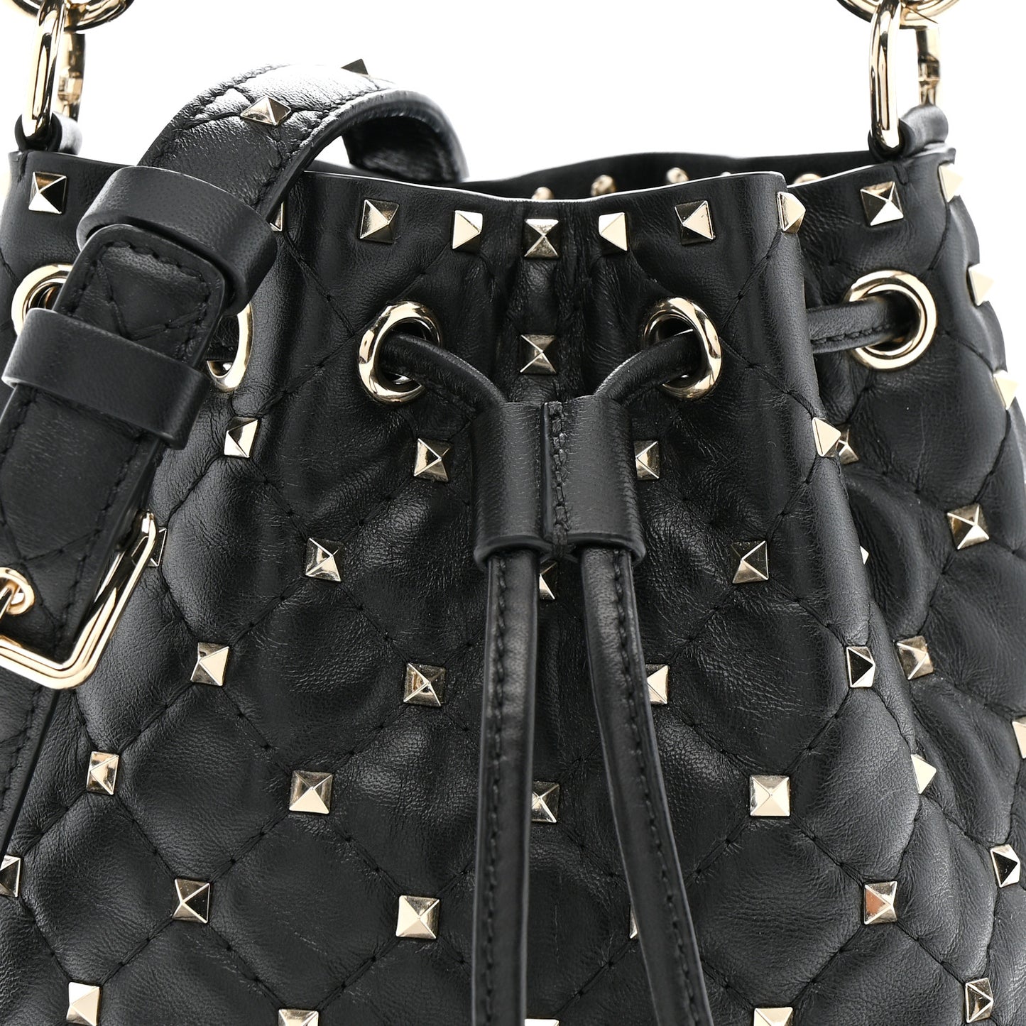 Nappa Mini Rockstud Spike Bucket Bag Black