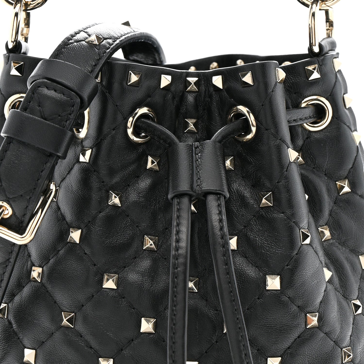Valentino Garavani Nappa Mini Rockstud Spike Bucket Bag Black 7 of 9