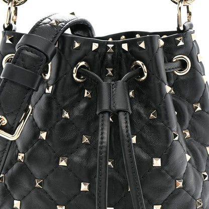 Valentino Garavani Nappa Mini Rockstud Spike Bucket Bag Black 7 of 9