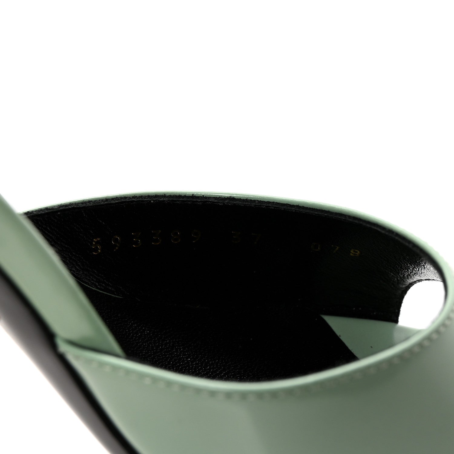 Gucci Polished Calfskin Scarlet Mid Heel Slide Sandals 37 Aqua Green 8 of 9