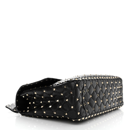 Valentino Garavani Lambskin Large Rockstud Spike Shoulder Bag Black 4 of 11
