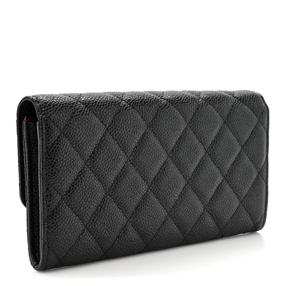 Chanel Caviar Quilted Large Gusset Flap Wallet Black 3 of 9
