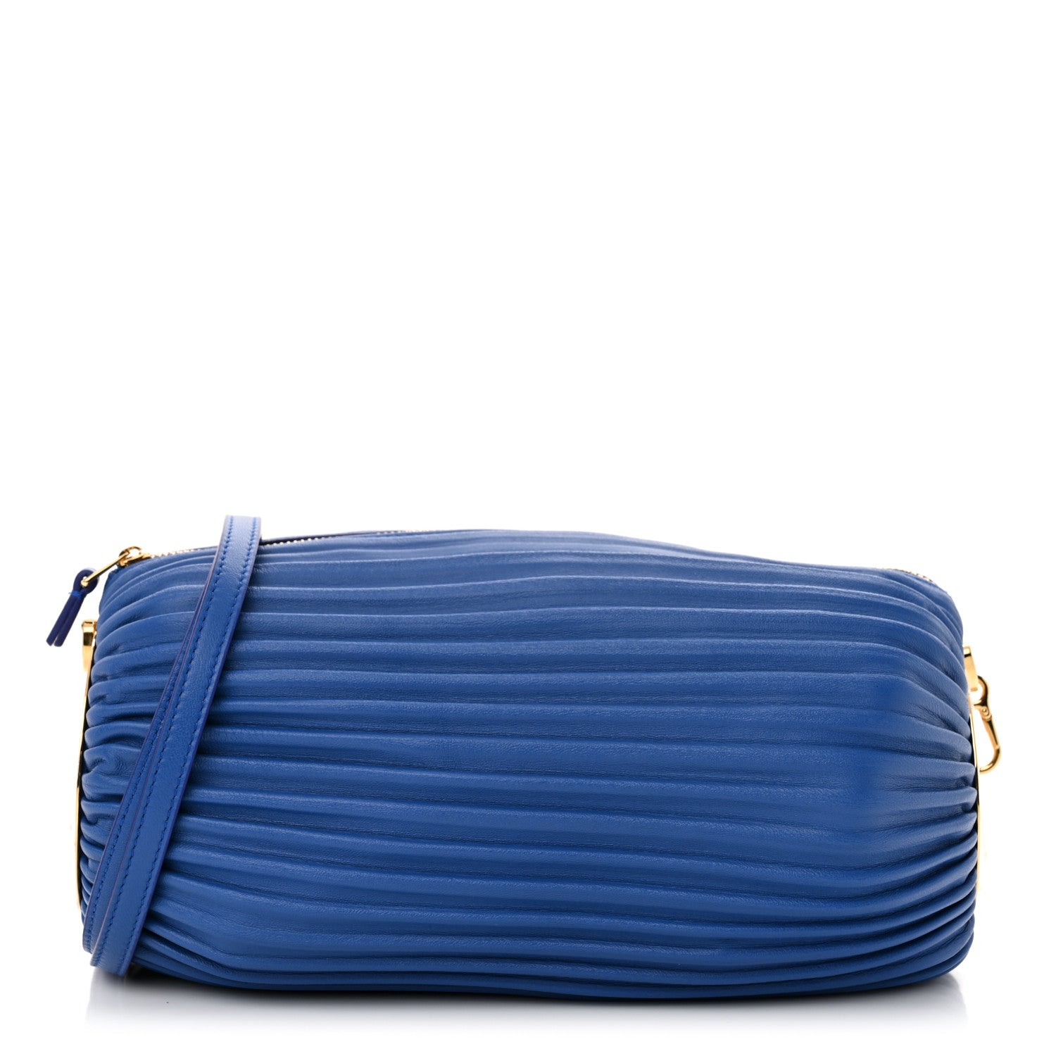 Loewe Lambskin Pleated Bracelet Pouch Shoulder Bag Royal Blue 1 of 9