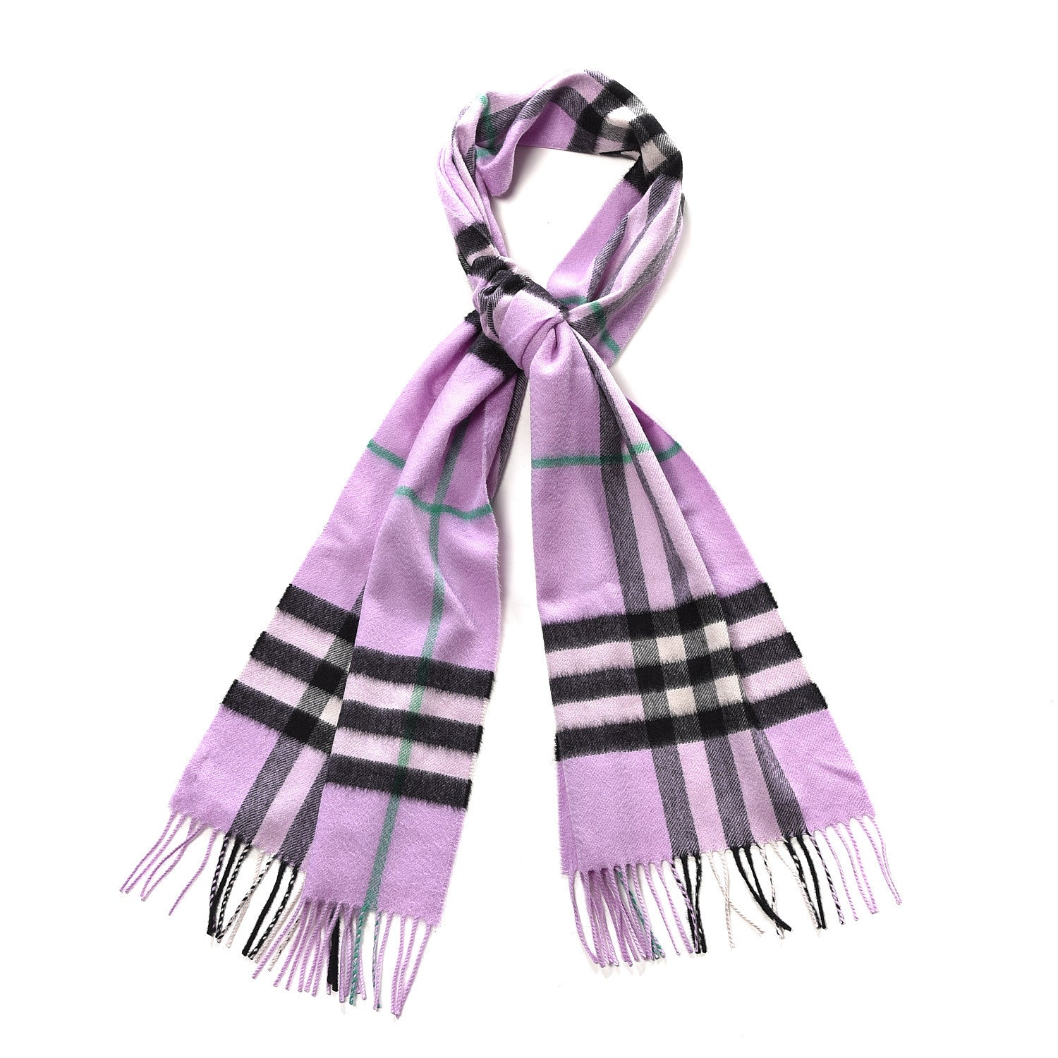 Burberry Cashmere Giant Check Icon Stripe Fringe Scarf 1 of 4