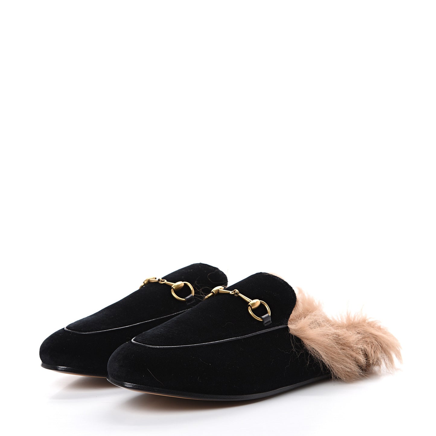 Velvet Fur Womens Princetown Slippers 39 Black