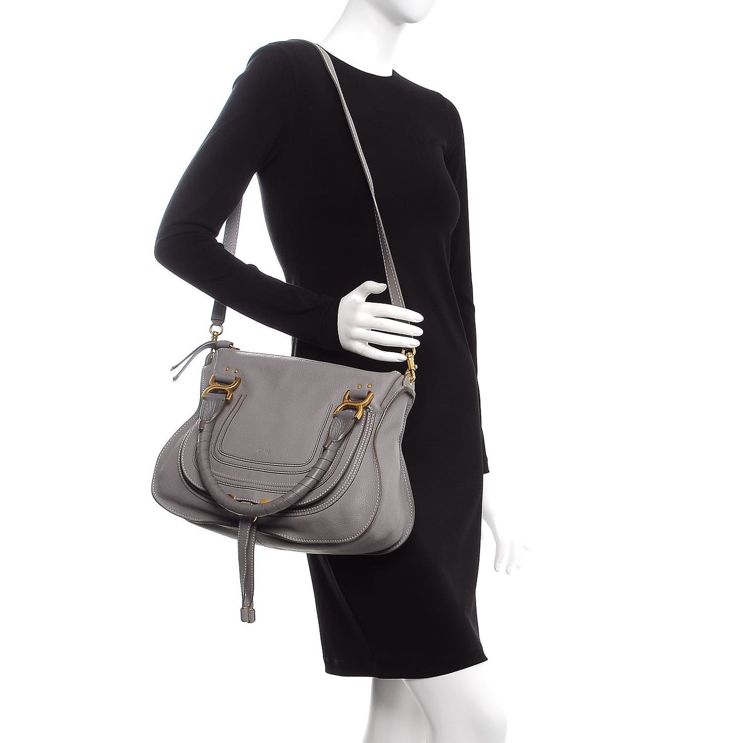 Calfskin Medium Marcie Satchel Cashmere Grey