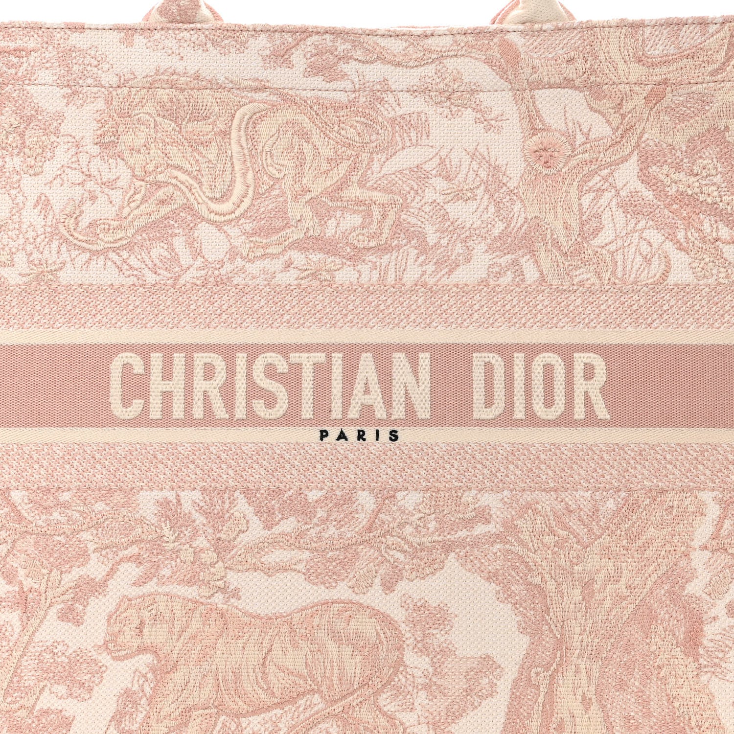 Christian Dior Canvas Toile De Jouy Embroidered Large Book Tote Pink 8 of 11