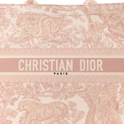 Christian Dior Canvas Toile De Jouy Embroidered Large Book Tote Pink 8 of 11
