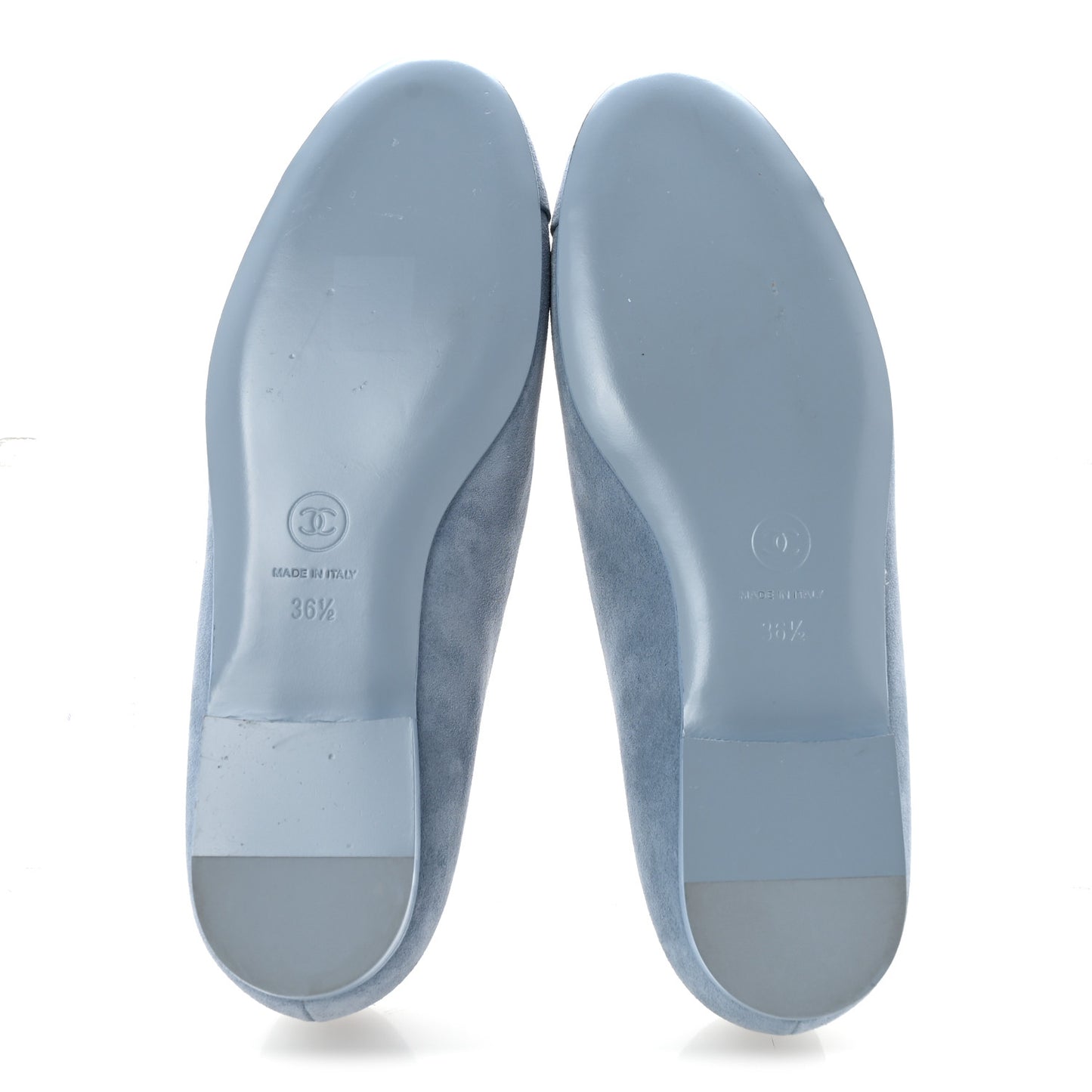Suede Cap Toe Camellia Ballerina Flats 36.5 Light Blue