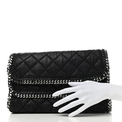 Stella McCartney Shaggy Deer Quilted Falabella Fold Over Clutch Black 2 of 8