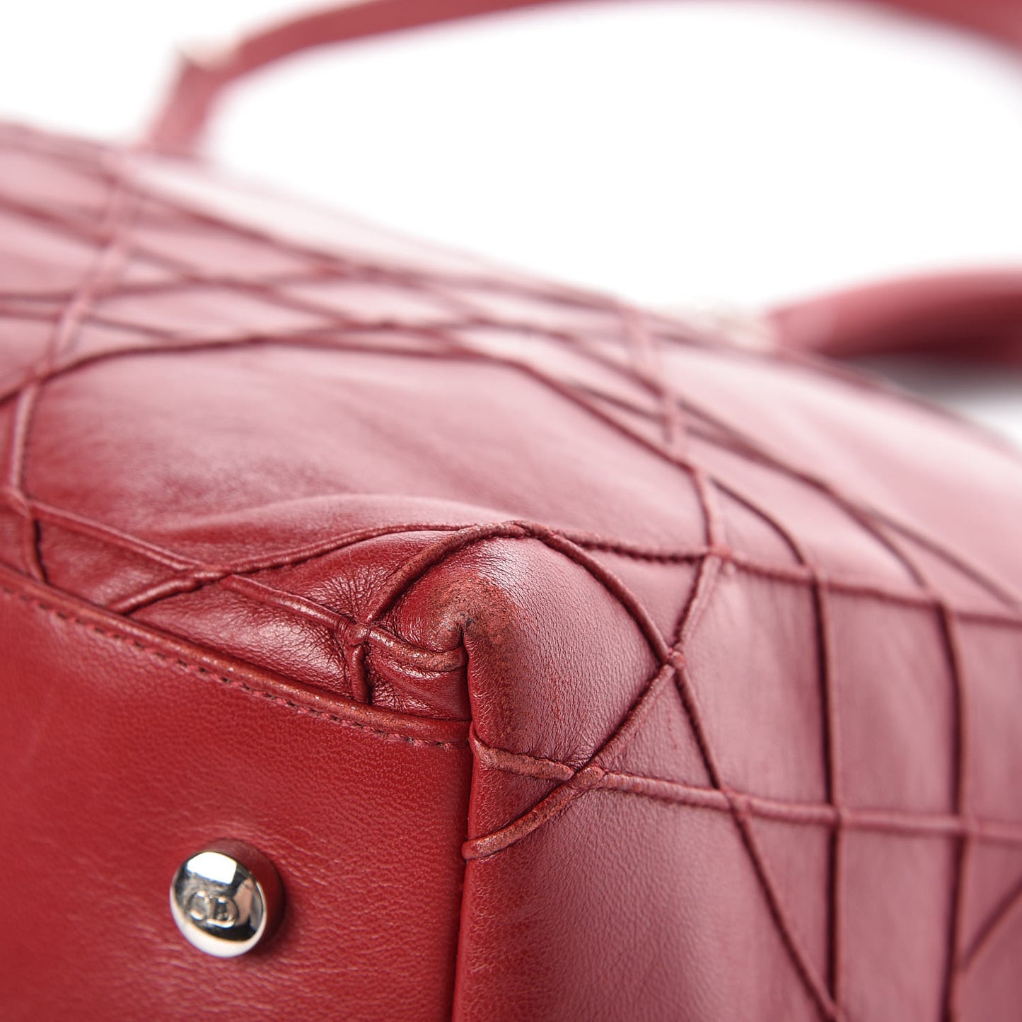 Lambskin Cannage Medium Granville Tote Red