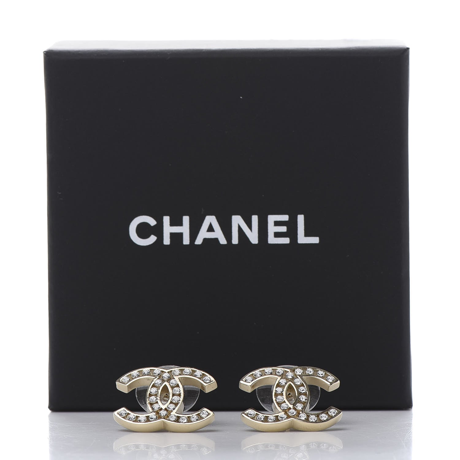 Chanel Crystal CC Large Earrings Gold 5 of 5