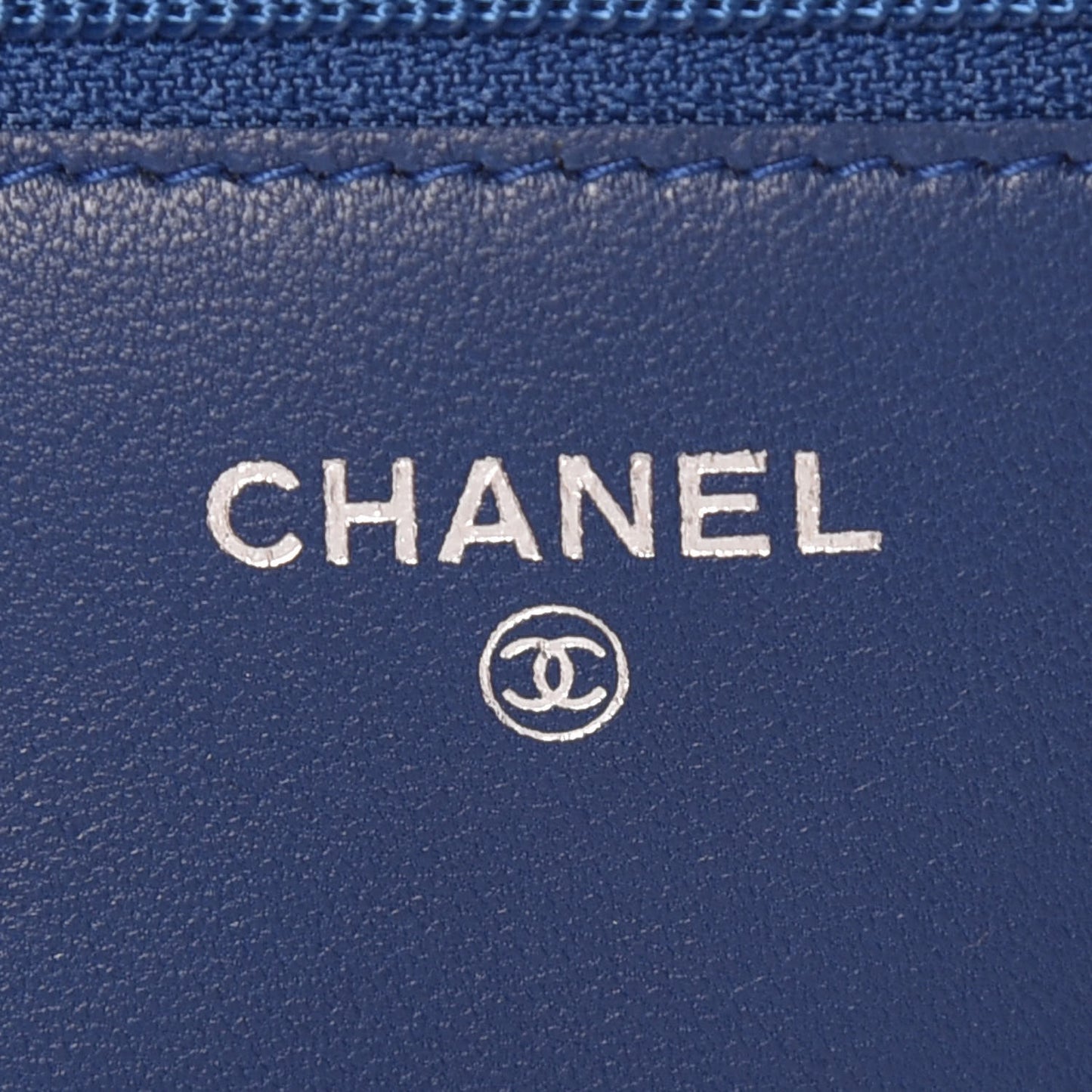 Lambskin Quilted Wallet On Chain WOC Dark Blue