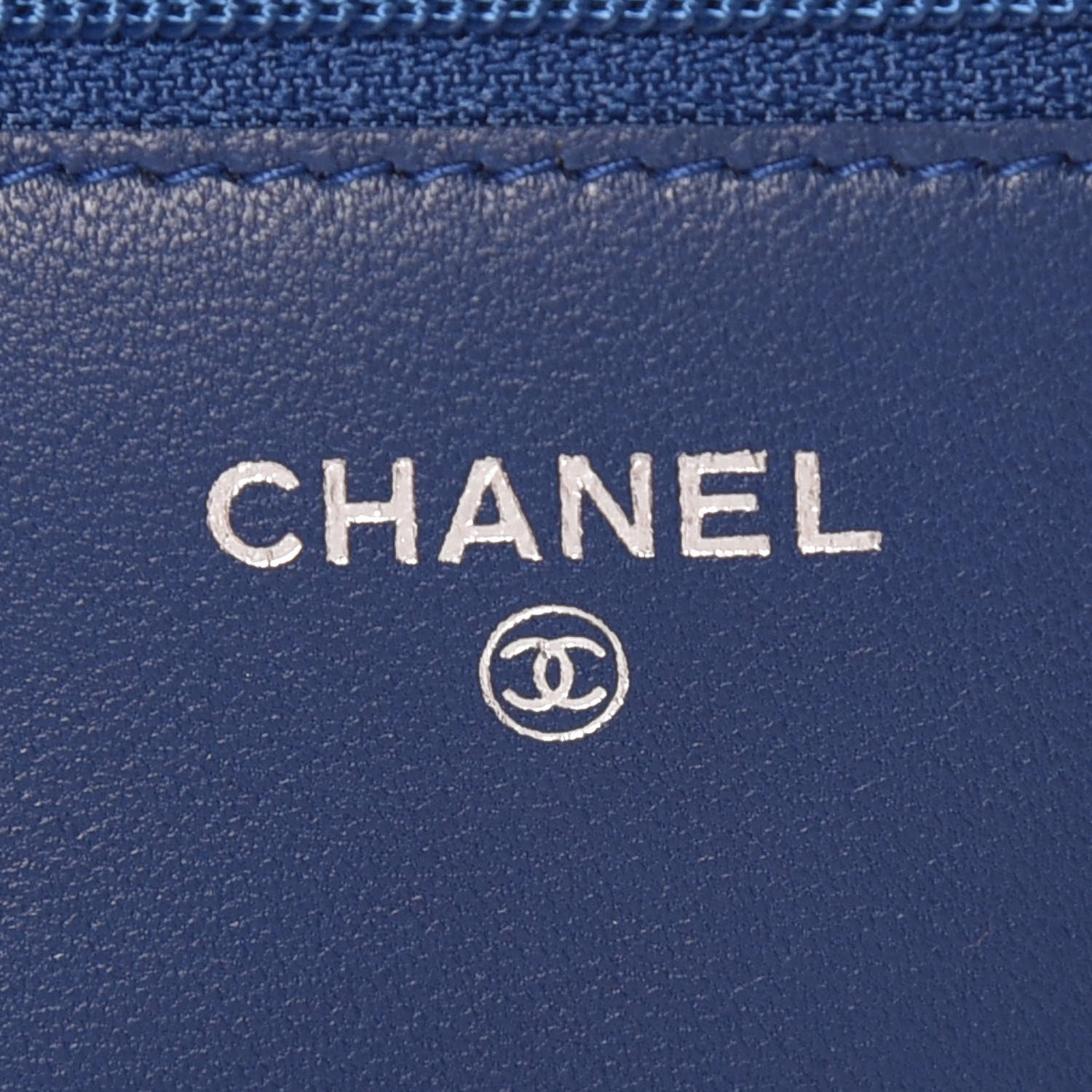 Chanel Lambskin Quilted Wallet On Chain WOC Dark Blue 8 of 11