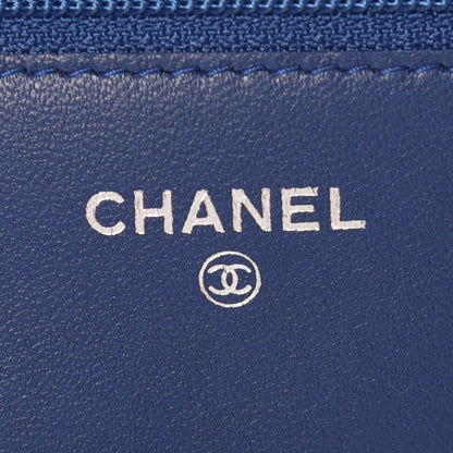 Chanel Lambskin Quilted Wallet On Chain WOC Dark Blue 8 of 11