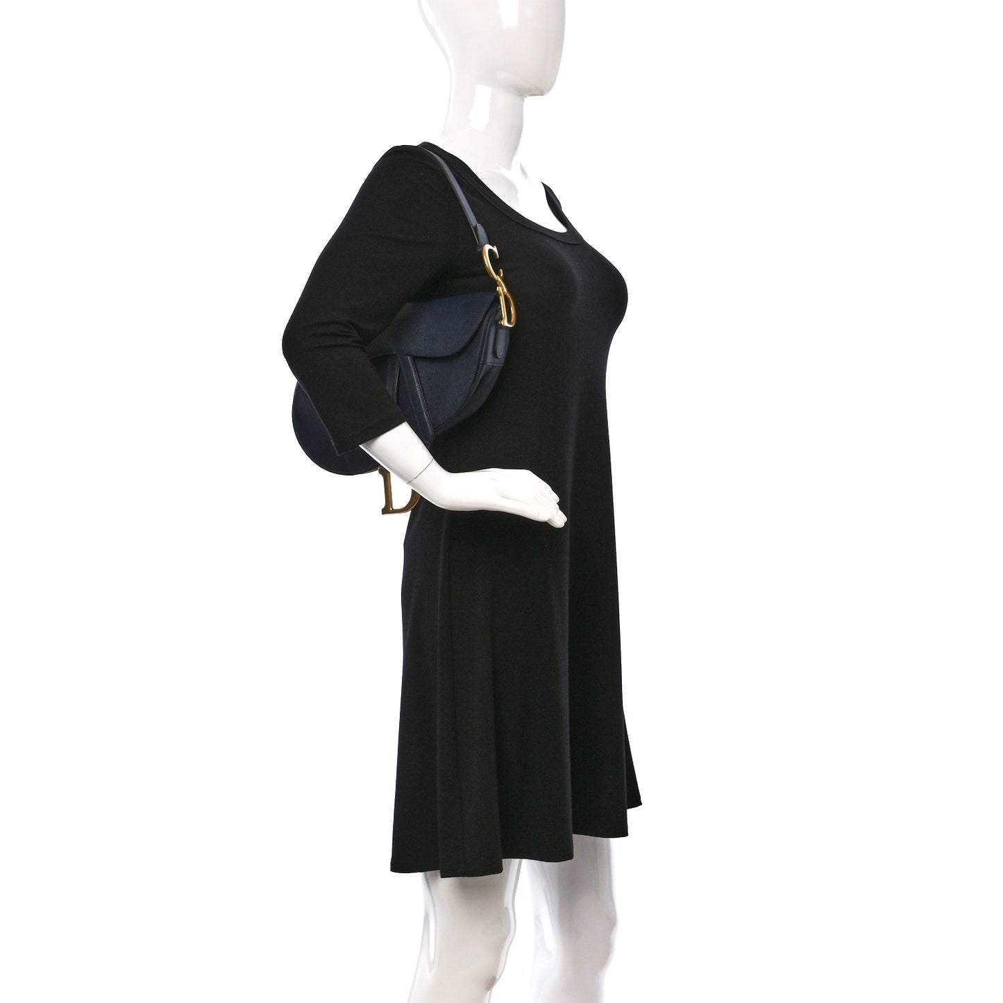 Grained Calfskin Saddle Bag Indigo Blue