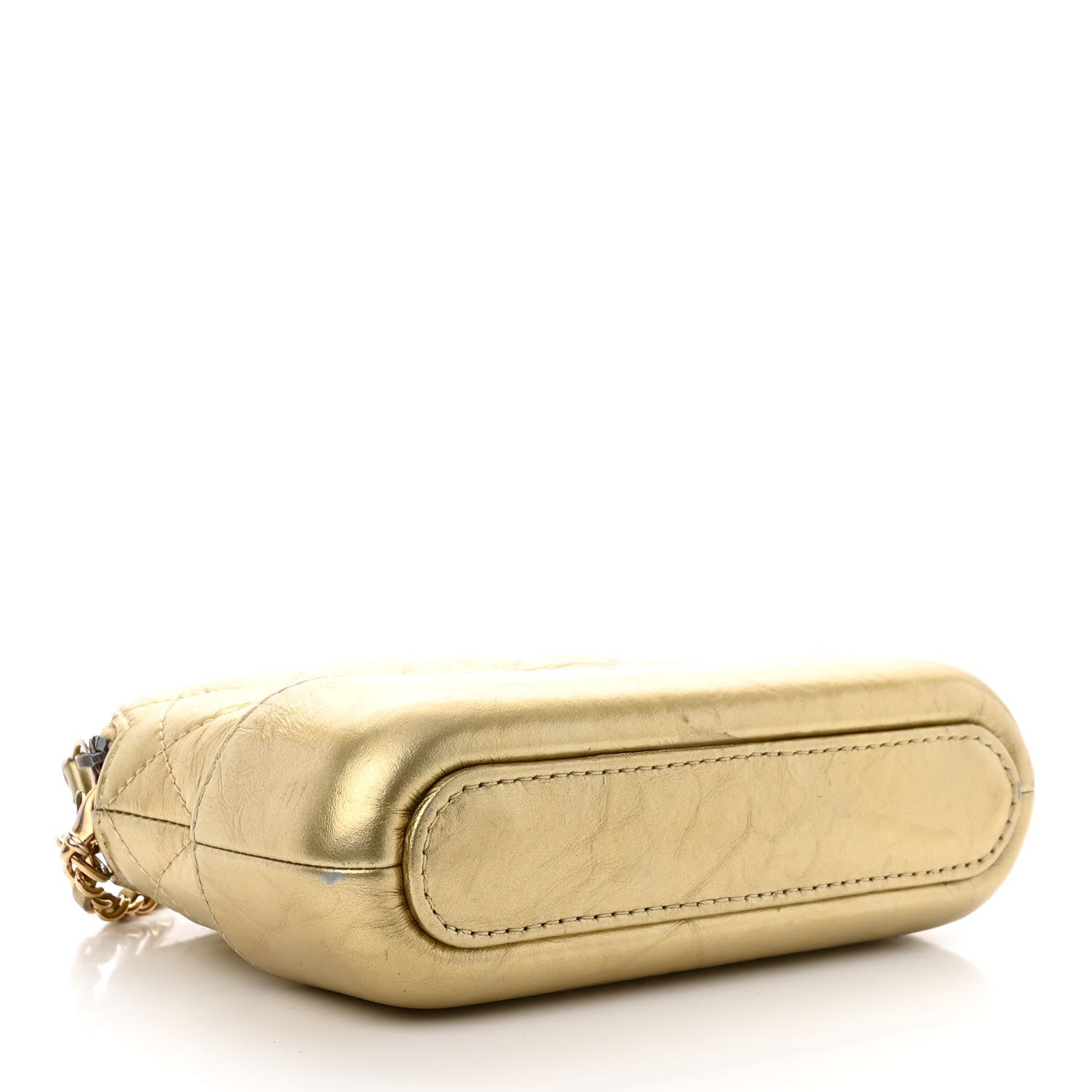 Chanel Metallic Aged Calfskin Quilted Small Gabrielle Clutch With Chain Gold 4 of 13