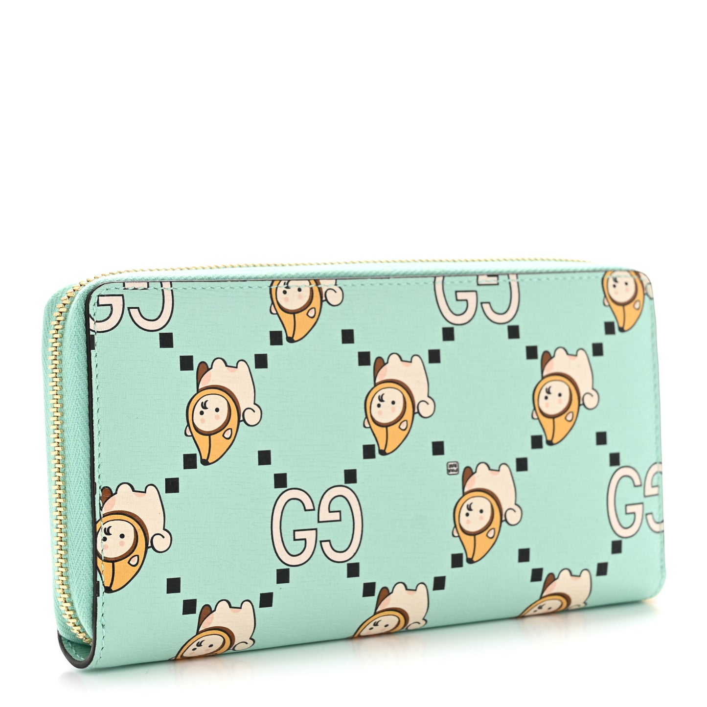 X PIKARAR Textured Dollar Calfskin Animal Print Zip Around Wallet Green