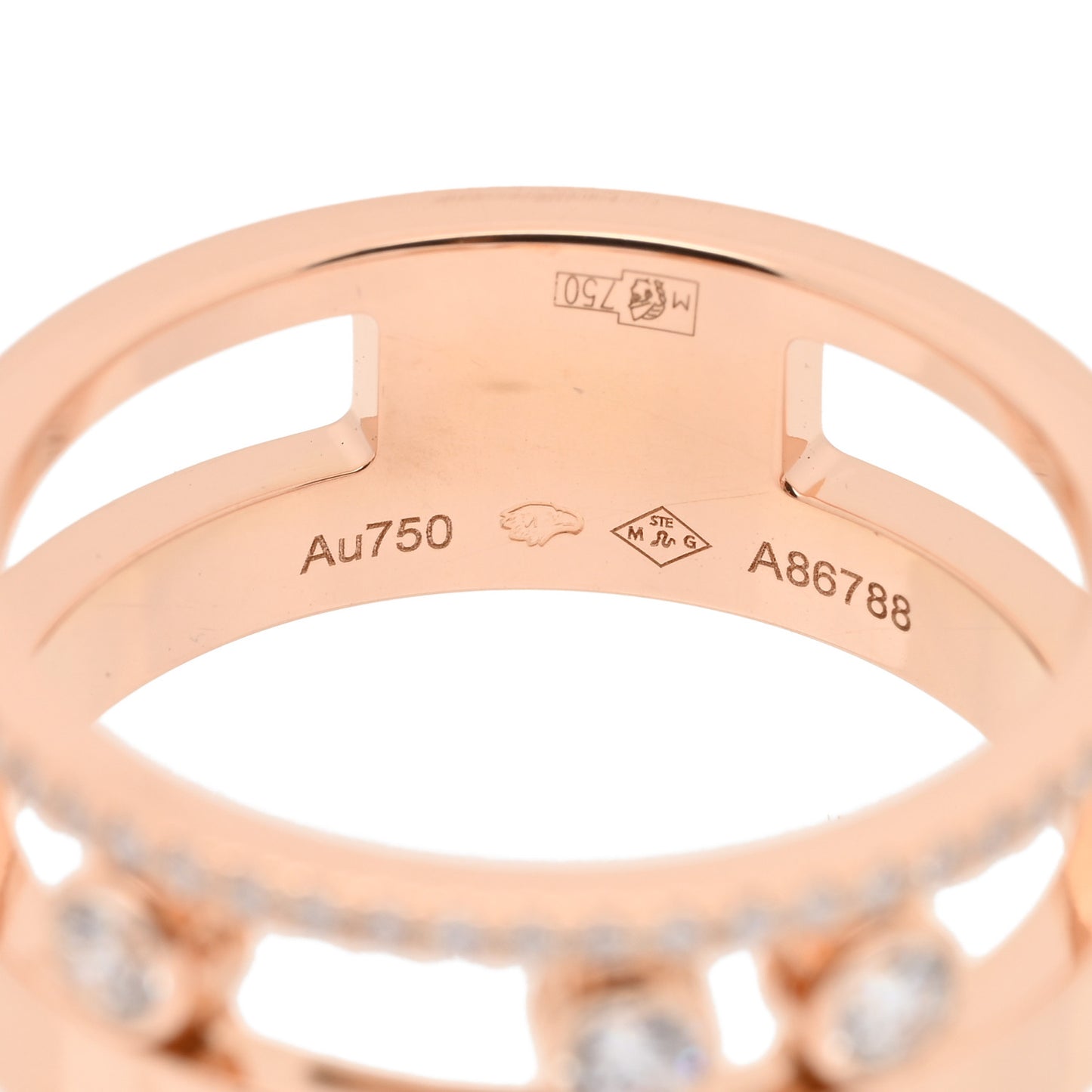 18K Rose Gold Diamond Move Romane Band Ring 53 6.5