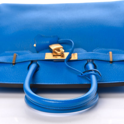 Hermes Chevre Mysore Horseshoe Birkin 30 Bleu Hydra Bleu Paon 31 of 34