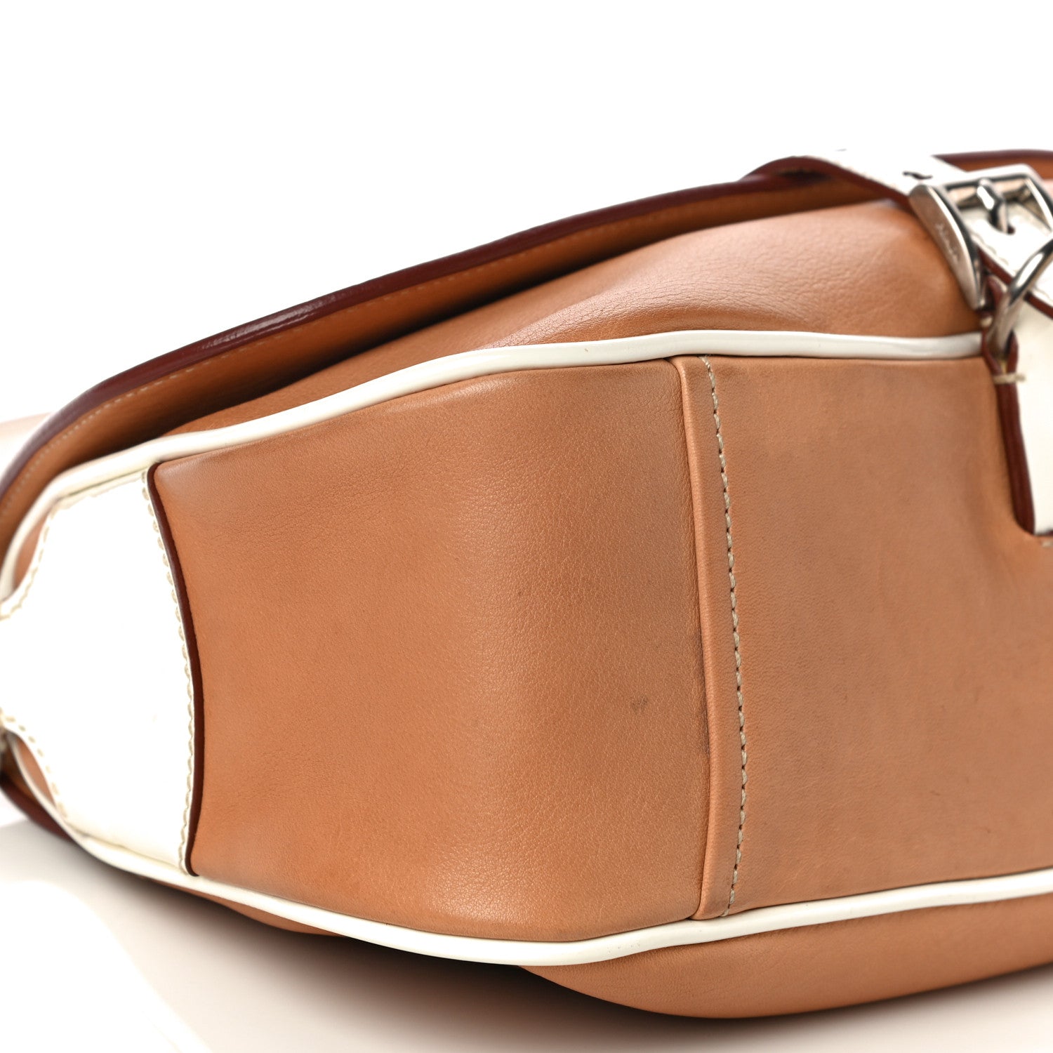 Prada Vernice Old Calfskin Saddle Bag Sabbia Naturale White 7 of 16