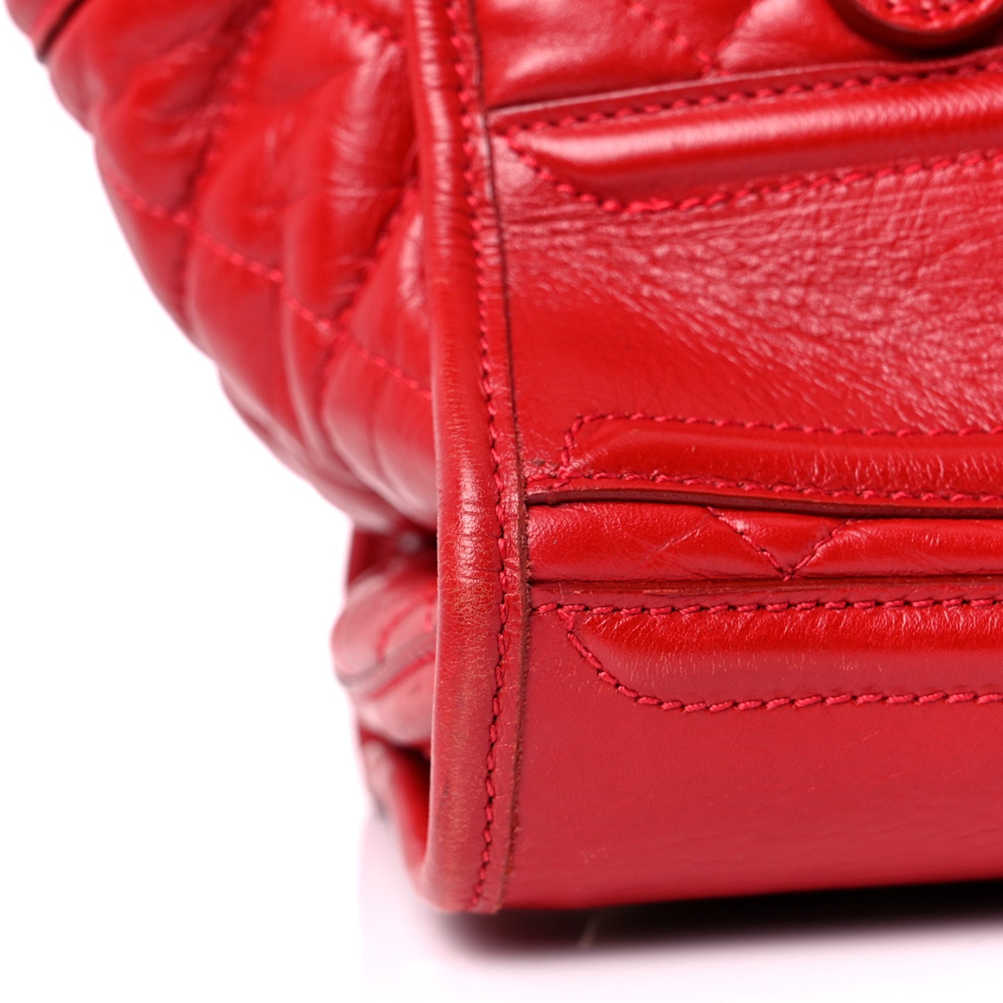 Calfskin Quilted Large Manor Tote Red