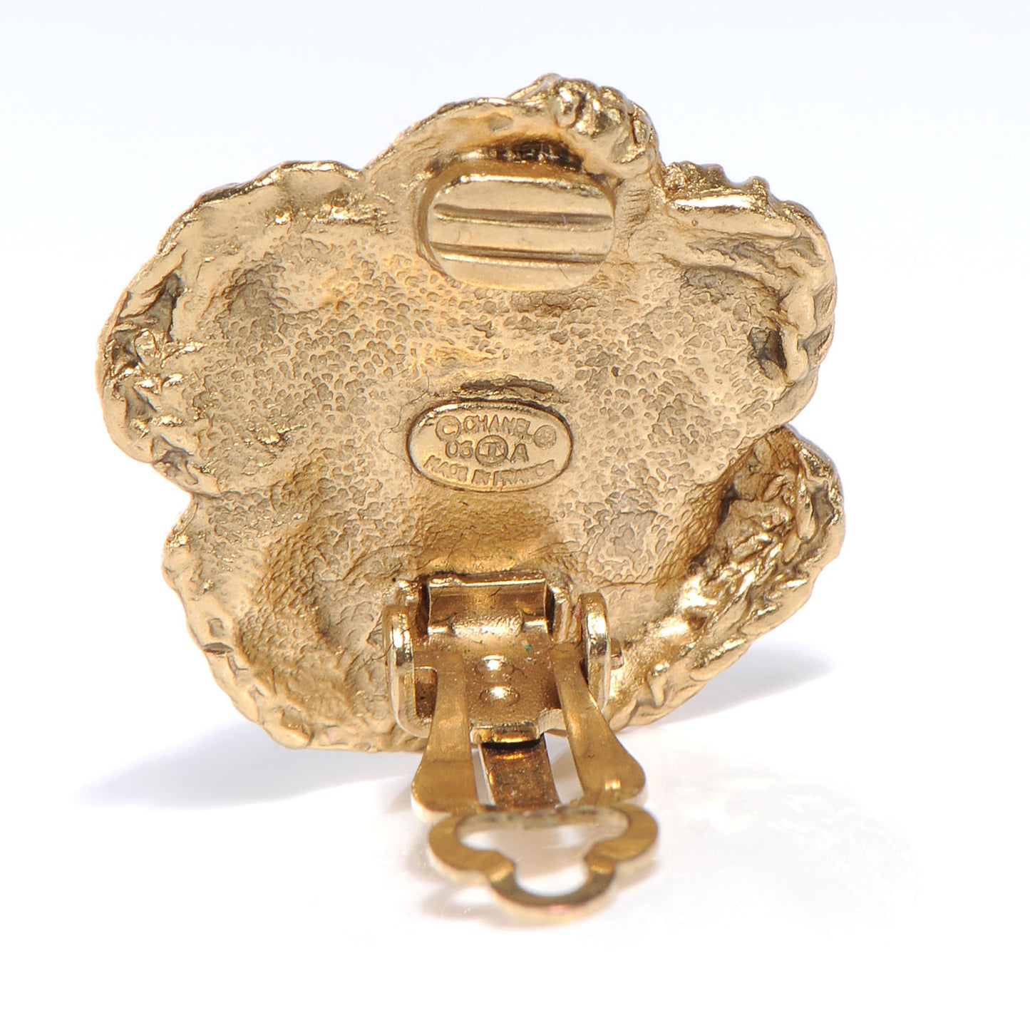 Camellia Crystal Clip On Earrings Gold